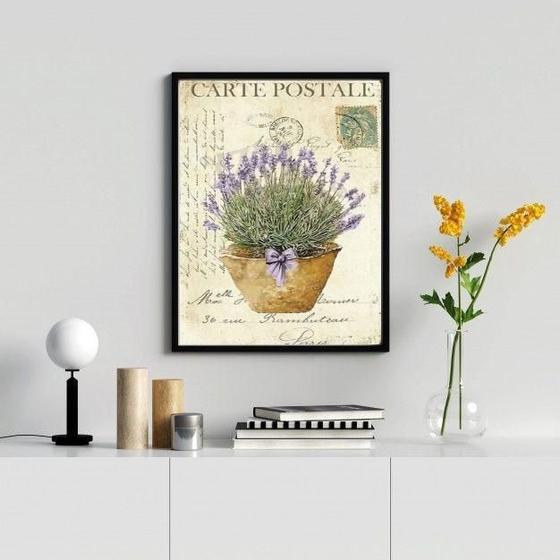 Imagem de Quadro Decorativo Lavanda Vintage 45x34cm - Vidro Incluso
