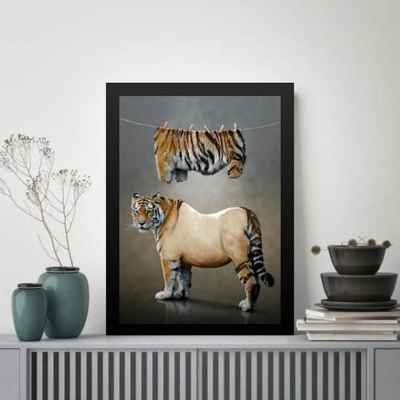 Imagem de Quadro Decorativo Lavanderia - Tigre 45X34Cm - Com Vidro