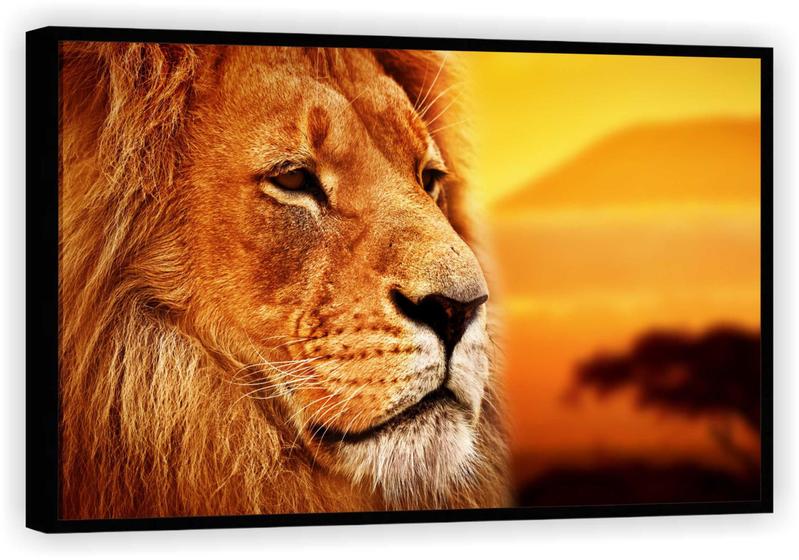 Imagem de Quadro Decorativo Leão Alto Padrão Animais Tela Canvas Premium Salas G01