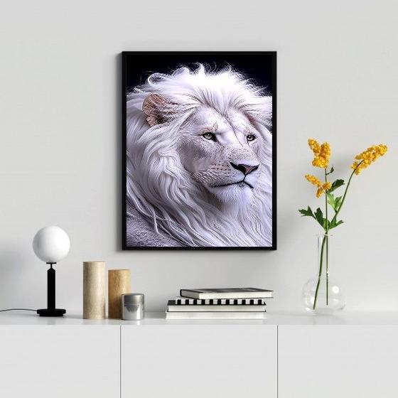 Imagem de Quadro Decorativo Leão Branco 45x34cm