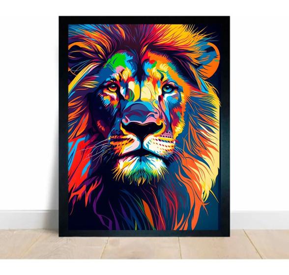 Imagem de Quadro Decorativo Leão Judá Colorido Poster A3 45x33 Cm