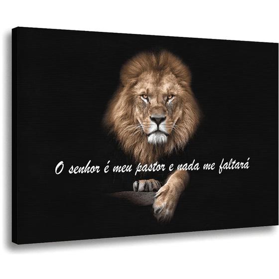 Imagem de Quadro Decorativo Leão Nunca foi Sorte Sempre foi Deus Sala Quarto Hall