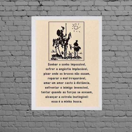 Imagem de Quadro Decorativo Lema De Dom Quixote 33X24Cm - Com Vidro