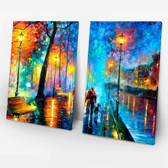 Imagem de Quadro Decorativo Leonid Afremov Melodia da Noite 2 Telas 40x60