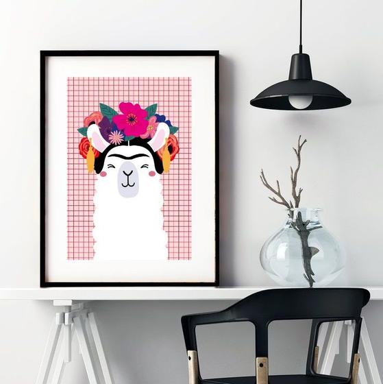 Imagem de Quadro Decorativo Lhama Frida - 60x48cm