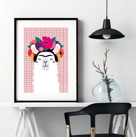 Imagem de Quadro Decorativo Lhama Frida - 60X48Cm