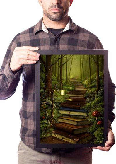 Imagem de Quadro Decorativo Livros Fantasy Arte Amantes De Leitura