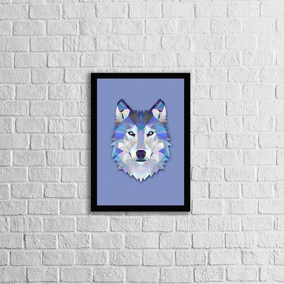 Imagem de Quadro Decorativo Lobo Azul 24x18cm - com vidro