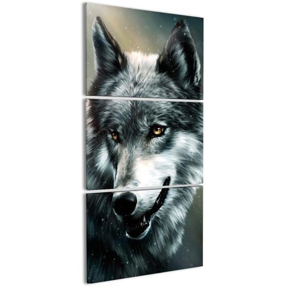 Imagem de Quadro Decorativo Lobo Gigante Sala Kit Quarto Nicho Animal