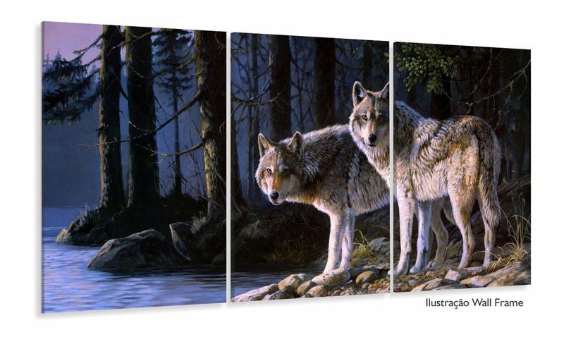 Imagem de Quadro decorativo Lobos Paisagem - Artístico - Tela em Tecid