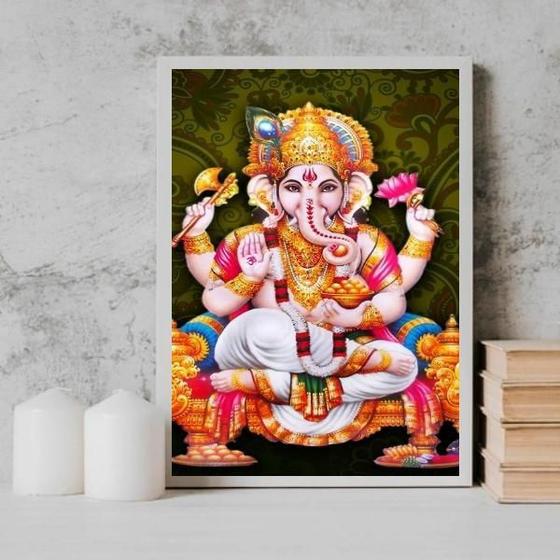 Imagem de Quadro Decorativo Lord Ganesha 24X18Cm Branca