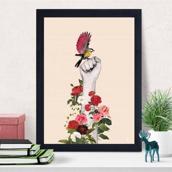 Imagem de Quadro Decorativo Luta Com Flores 45x34cm - com vidro
