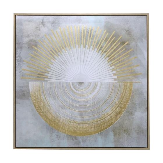 Imagem de Quadro decorativo luzes em canvas e mdfbranco/ cinza/dourado