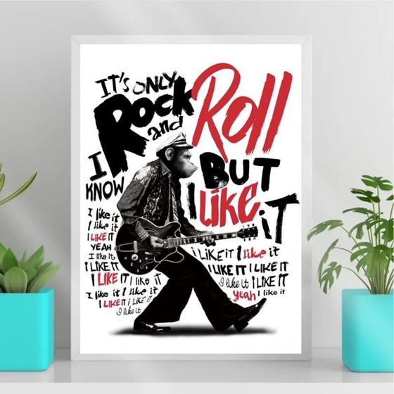 Imagem de Quadro Decorativo Macaco Its Only RockAndRoll 33x24cm