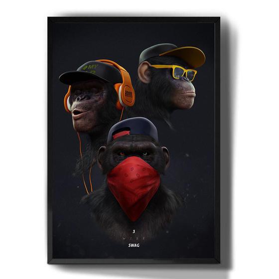 Imagem de Quadro Decorativo Macacos De Boné Swag Animais Arte