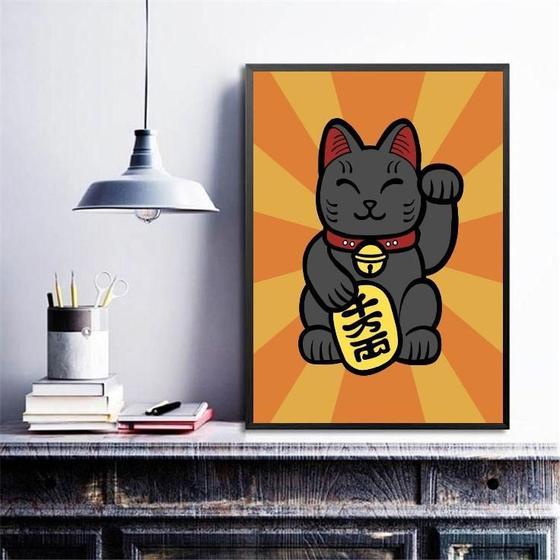 Imagem de Quadro Decorativo Maneki Neko 24X18Cm - Com Vidro