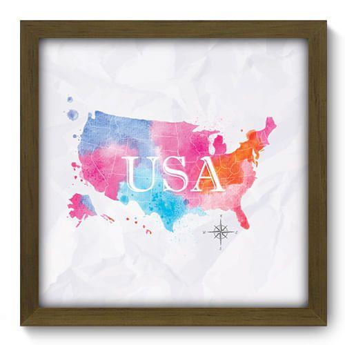 Imagem de Quadro Decorativo - Mapa Estados Unidos - 33cm x 33cm - 165qdmm