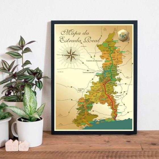 Imagem de Quadro Decorativo Mapa Estrada Real 45X34Cm - Madeira Branca