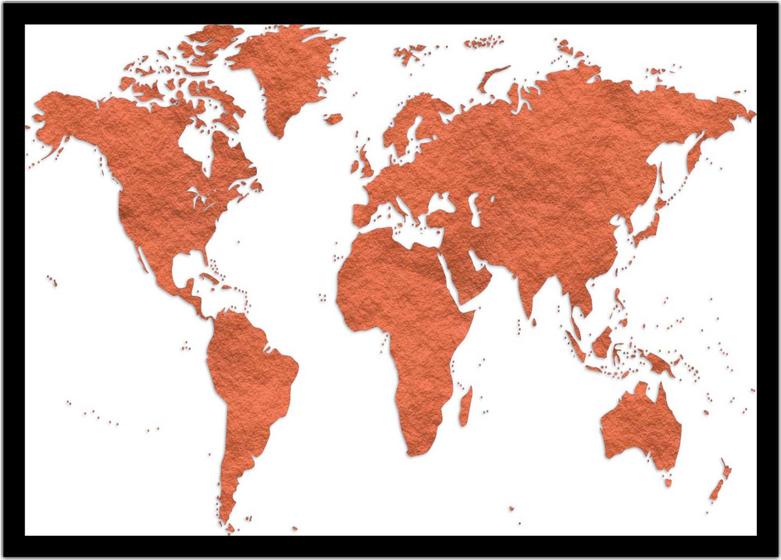 Imagem de Quadro Decorativo Mapa-Múndi Artístico Continentes Geografia Sala Escritório Com Moldura RC034