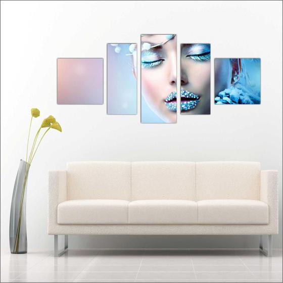 Imagem de Quadro Decorativo Maquiagem Salão De Beleza Fashion Hair 5 Peças TT9