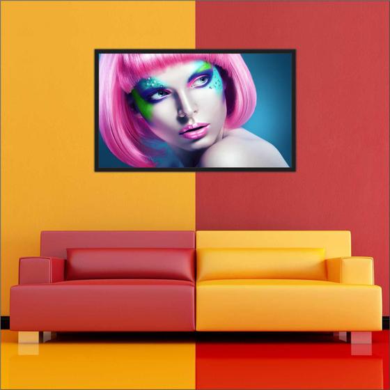 Imagem de Quadro Decorativo Maquiagem Salão De Beleza Fashion Hair Com Moldura 1 metro x 60 cm TT21