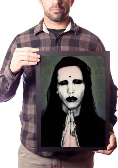 Imagem de Quadro Decorativo Marilyn Manson Arte Pôster Moldurado