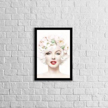 Imagem de Quadro Decorativo Marilyn Monroe Flores 24x18cm - com vidro