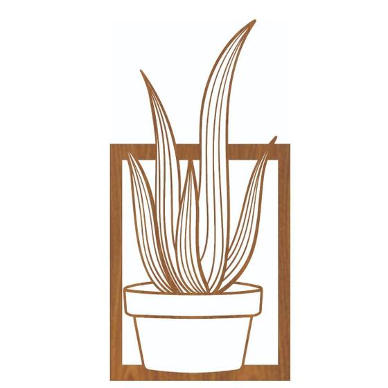 Imagem de Quadro Decorativo Mdf Carvalho Vaso De Planta 40X20Cm