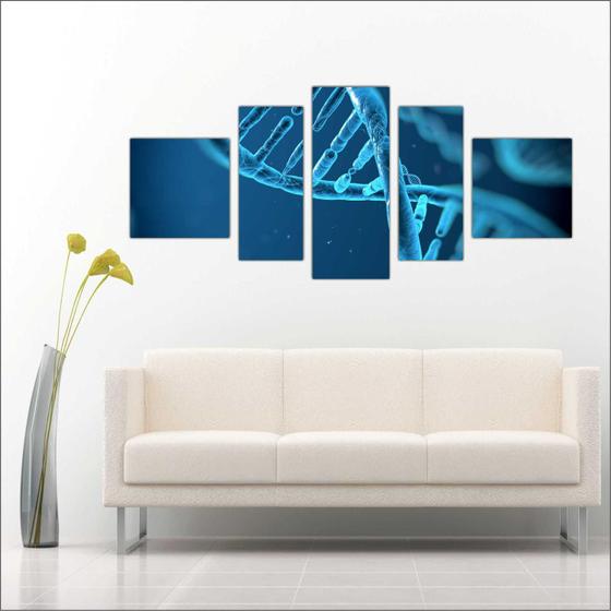 Imagem de Quadro Decorativo Medicina Biologia DNA Moléculas Mosaico 5 Peças TT2