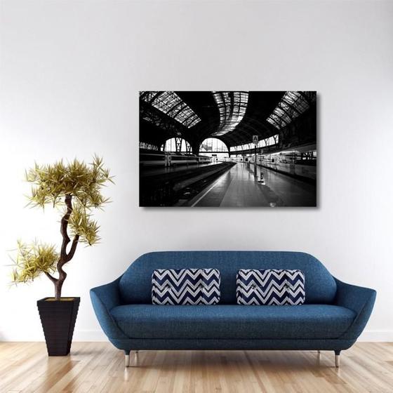 Imagem de Quadro decorativo Metro Preto e Branco Tela em Tecido