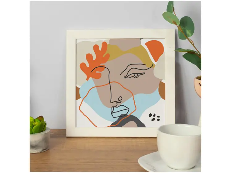 Quadro Decorativo Mid Century Rosto Abstrato - 24x24cm Design Up Living