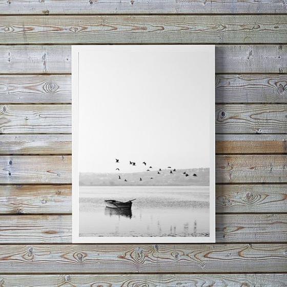 Imagem de Quadro Decorativo Minimalista Fotografia Lago 24x18cm