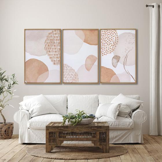 Imagem de Quadro Decorativo Modelo Abstrato Floral com 3 Telas de Parede para Sala Quarto Escritório