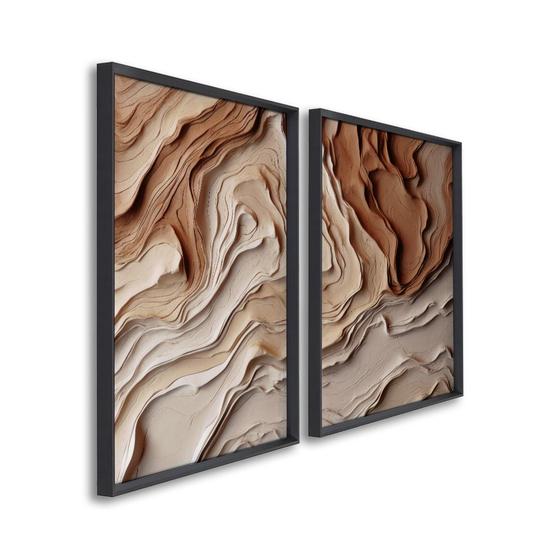 Imagem de Quadro Decorativo Modelo Barro com 2 Telas de Parede para Sala Quarto Escritório