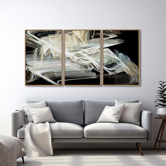 Imagem de Quadro Decorativo Modelo Luzes em Movimento com 3 telas 50x75 e 60x90 para Quarto Banheiro Escritório