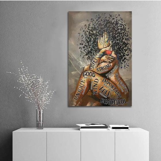 Imagem de Quadro decorativo moderno abstrato mulher música africana