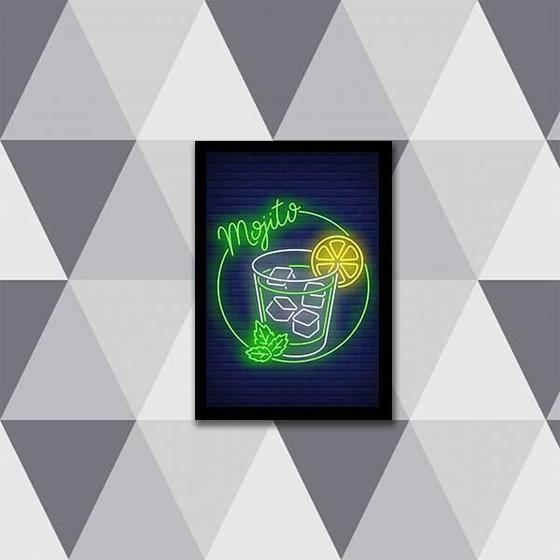 Imagem de Quadro Decorativo Mojito Simulando Neon 33X24 Moldura Preta