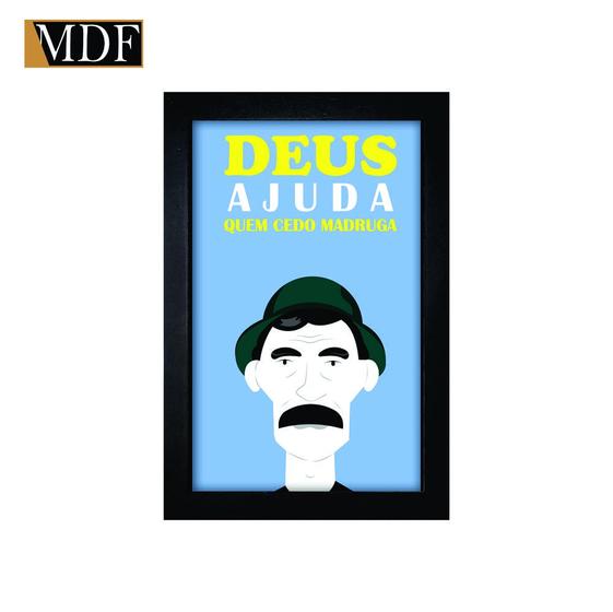 Imagem de Quadro Decorativo Moldura Pintada Gel Deus Ajuda Quem Cedo Madruga 30x20 Mdf Adesivado