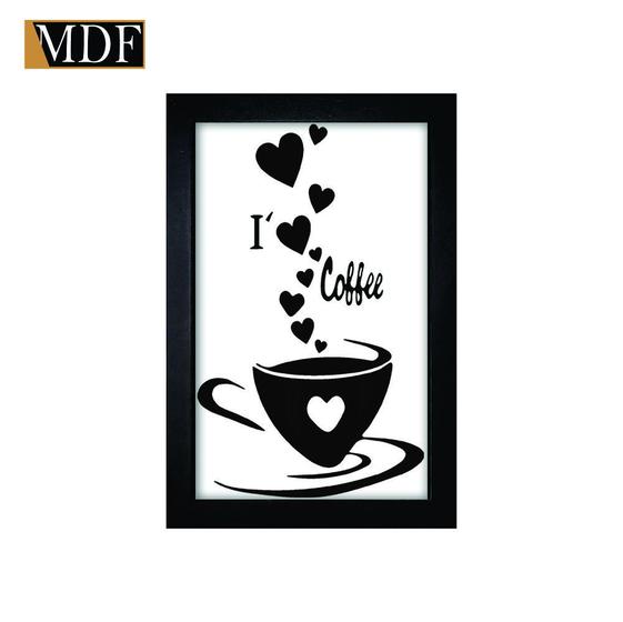 Imagem de Quadro Decorativo Moldura Pintada Gel I Love Coffee 30x20 Mdf Adesivado