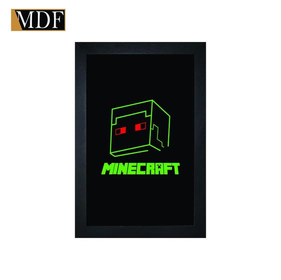 Imagem de Quadro Decorativo Moldura Pintada Gel Minecraft 30x20 Mdf Adesivado