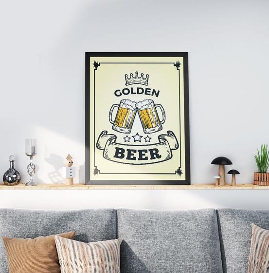 Imagem de Quadro Decorativo Moldura Preta 30x40cm Golden Beer