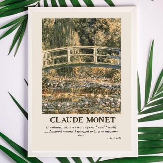 Imagem de Quadro Decorativo Monet a Ponte 45x34cm - Madeira Branca