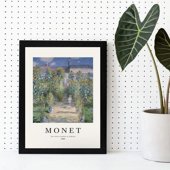 Imagem de Quadro Decorativo Monet The Artiss Garden 45x34cm com Vidro