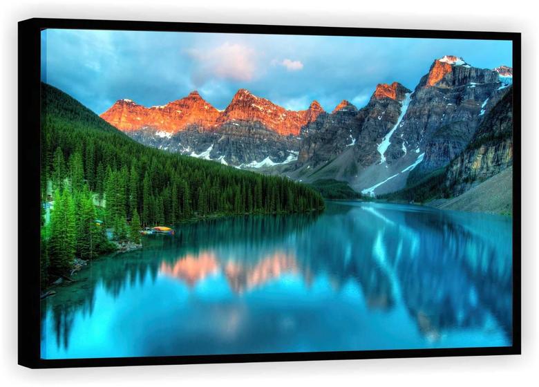 Imagem de Quadro Decorativo Montanhas Paisagem Natureza Lago Rio Árvores Salas Tela Canvas Premium 