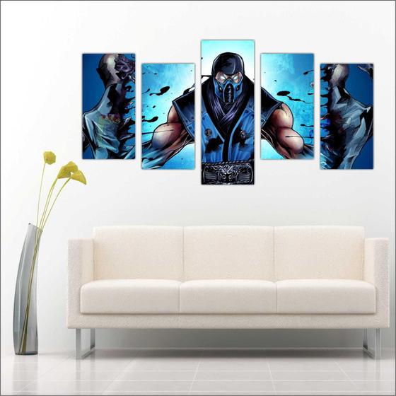Imagem de Quadro Decorativo Mortal Kombat Games Jogos Decorações Salas 5 peças com Moldura