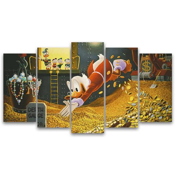 Imagem de Quadro decorativo mosacio Tio Patinhas piscina de dinheiro