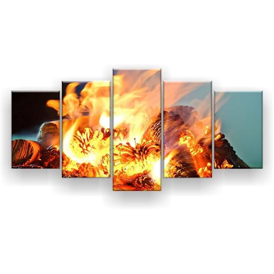 Quadro Decorativo Mosaico 5 Peças Fogueira Menor preço em Quadro Decorativo Mosaico 5 Peças Fogueira
