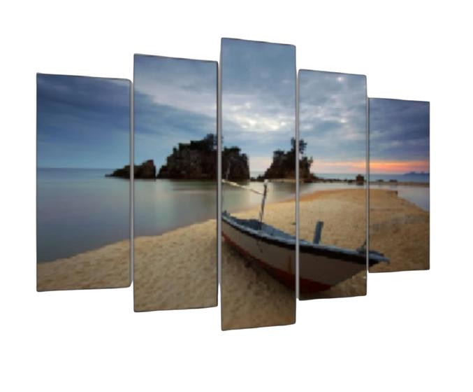 Imagem de Quadro Decorativo Mosaico 5 Peças Mod003 Paisagem Praia Mar