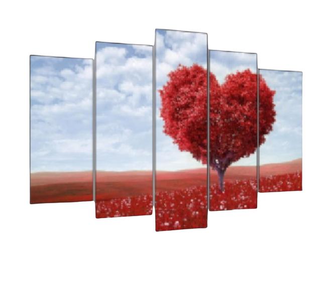 Imagem de Quadro Decorativo Mosaico 5 Peças Mod073 Coação Árvore Céu