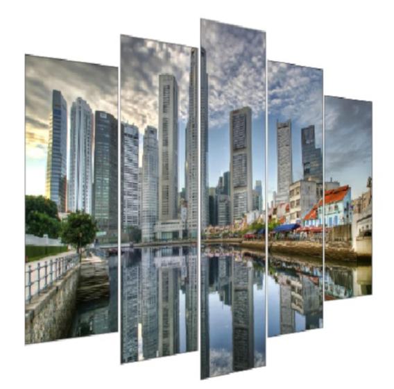 Imagem de Quadro Decorativo Mosaico 5 Peças Mod1102 Cidade Prédio Dia